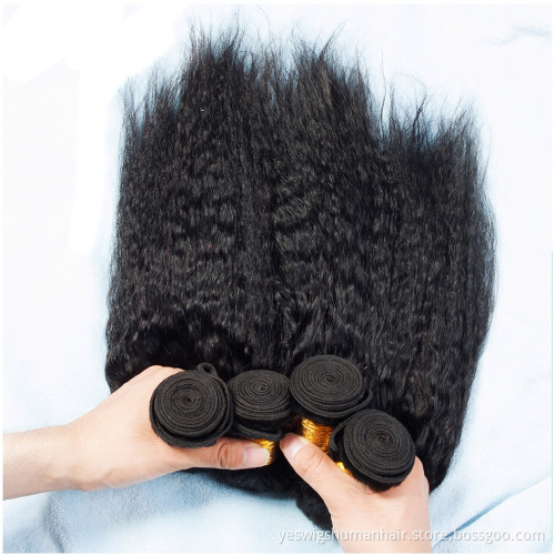 Raw Mink Brazilian Double Drawn Virgin Human Hair Extension Yaki Kinky Straight Natural Cuticle Aligned Human Hair Bundle Vendor